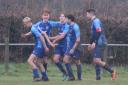 Penybont United players celebrate. Picture by Barcud-Coch.