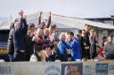 Kerry supporters celebrate their side's win at Barmouth United on Saturday. Picture by Dominic Vacher.