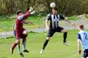 Action from Bow Street's clash against Penycae. Picture by Beverley Hemmings.
