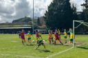 Action from Llanidloes Town's clash against Prestatyn Town. Picture by Tom Houghton.
