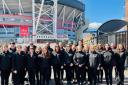 New Dynamic choir from Newtown performed in front of a sell-out crowd at the Cardiff Arms Park where Wales played England in the Women's Six Nations.