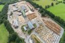 An aerial image of the BSW timber sawmill site near Newbridge-on-Wye. From Asbri Planning Ltd.