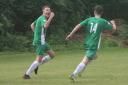 Lewis Morris nets his equaliser for Radnor Valley against Llanuwchllyn.