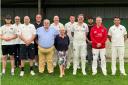 Guilsfield Cricket Club players and officials with sponsors Ian and Jane Nash.