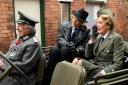 Guy Domville Siner, Kim Lesley Hartman and Richard Gibson in Welshpool's 1940s Weekend parade.