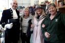 High Sheriff Reg Cawthorne and Llandrindod mayor Marcia Morgan (2nd r), pictured with Steph Burton and Margaret Butler of the Cefnllys Charity Shop.