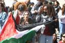 Several hundred students and pro-Palestinian supporters held a protest at Yale University campus (Ned Gerard/Hearst Connecticut Media via AP)