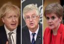 (L-R) UK prime minister Boris Johnson, Wales' first minister Mark Drakeford, and Scotland's first minister Nicola Sturgeon. Pictures: PA Wire