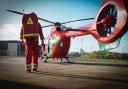 The Wales Air Ambulance were called to aid a cyclist in Four Crosses on Monday