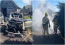Firefighters were called to reports of a car fire in The Quabbs, Beguildy on April 15, 2021. Pictures: Clun Fire Station