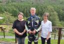 David Coulthard poses for a pic with Penbont chefs Anne Oakley (r) and Carolyn Rowlands