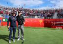 Performance coach Stuart Morgan pictured with Europe team member Bernd Wiesberger at the 2021 Ryder Cup at Whistling Straits, Wisconsin