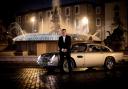 Rally champion turned James Bond stunt driver Mark Higgins, from Abermule, near Newtown with the iconic Aston Martin DB5 at the No Time To Die premiere in Italy.