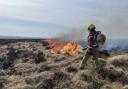 Crews battle the fire on Llangynidr Mountain. Pic Craig Thomas