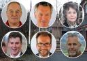The group leaders on Powys Council. Top l-r, Jeremy Pugh (action for Powys), Aled Davies (Conservative), Rosemarie Harris (Ind). Bottom l-r, Matthew Dorrance (Labour), James Gibson-Watt (Liberal Democrat), Elwyn Vaughan (Plaid Cymru)