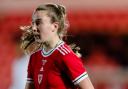 LLANELLI, WALES - 08 APRIL 2022: Wales' Carrie Jones during the 2023 FIFA Women's World Cup Qualifying Round fixture between Cymru Women & France Women at the Parc y Scarlets Stadium, Llanelli on the 8th of April 2022. (Pic by John