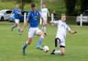 Action from Llandrindod Wells' victory over Cefn Albion. Picture by Darren Laurie.