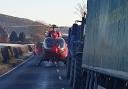 Montgomery Fire Station tweeted this photo of the scene, with the Wales Air Ambulance responding
