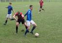 Action from Caersws' clash with Cefn Albion at the Recreation Ground on Saturday. Picture by Charlie Burnside.