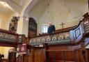 Stephen Roderick looks out onto an empty Ithon Road Presbyterian Church. It's final ever service after 152 years will be on May 3