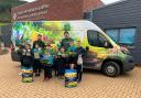 Matthew and Mike delivering gardening goodies to the pupils of Llyswen’s Archdeacon Griffiths Church in Wales Primary School