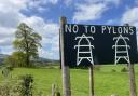 'No To Pylons' banners and signs adorn Powys roadsides, including this one outside Cilmery.