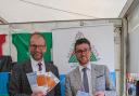 At the launch of the of the Welsh language information leaflet that has been produced by Powys County Council were Leader Cllr James Gibson-Watt and Deputy Leader Matthew Dorrance