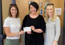 Ceri Jones and Caroline Jones, who helped organise the Carno Show charity lunch, paid a visit to the chemotherapy ward to present a cheque to Dr Elin Jones who has been spearheading a new cancer unit at Bronglais Hospital in Aberystwyth