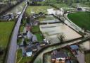 Recent drone footage of flooding in Caersws. From Caersws Residents Group.