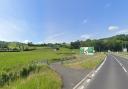 The site on the outskirts of Newtown where a planning application to build a hotel, pub, restaurant, drive through coffee shop and petrol station  has been approved. From Google Streetview.