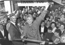 Elizabeth Dawn opening Boys and Boden's new kitchen and bathroom showroom in Welshpool in 1987.