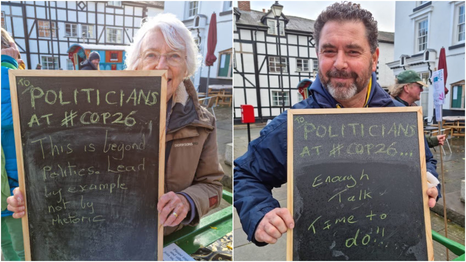 Llanfyllin residents take part in a climate change demonstration in the town on November 6, 2021. Pictures by BRACE Cymru