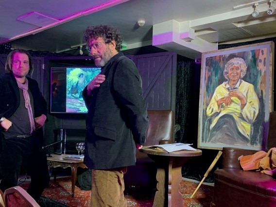 Unveiling of the portrait of Jan Morris at the Wynnstay Hotel.