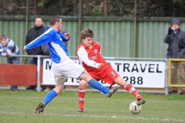 County Times: Callum Wright in action for Newtown against Caersws in 2010.