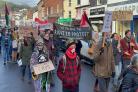 Demonstrators pass through Newtown campaigning against the Police Bill. Picture by H18-PDW Photgraphy.