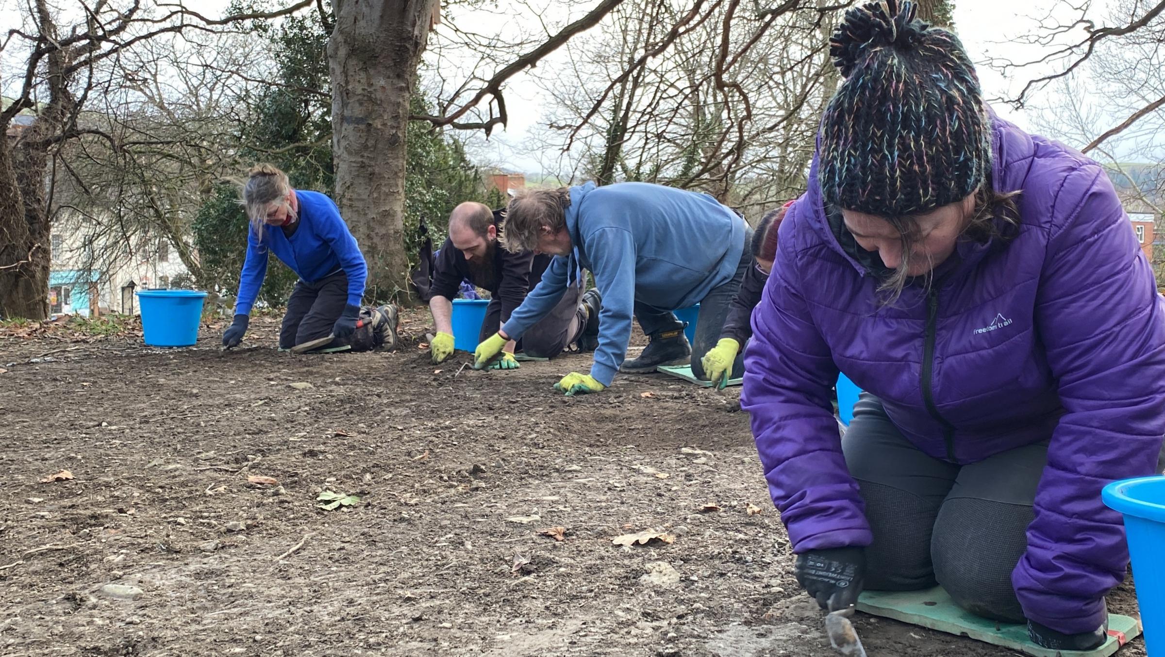 Volunteers at the Newtown mound dig on Monday, February 7, 2022. Picture by Anwen Parry/County Times
