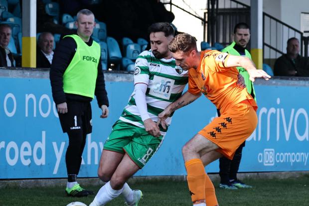 Action from TNS' victory over Colwyn Bay. Picture by Brian Jones.