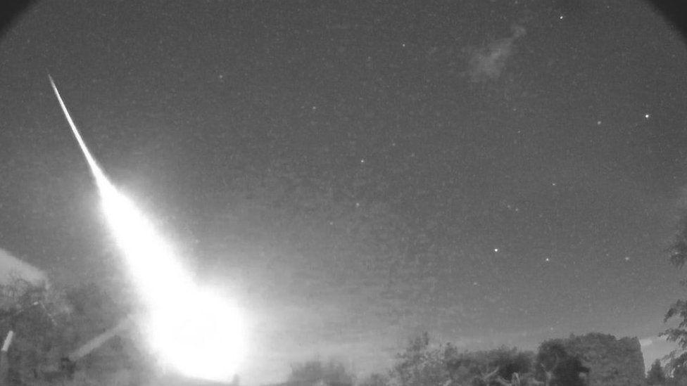 The fireball was spotted over the skies of Shropshire and the sonic boom it created was heard throughout Powys