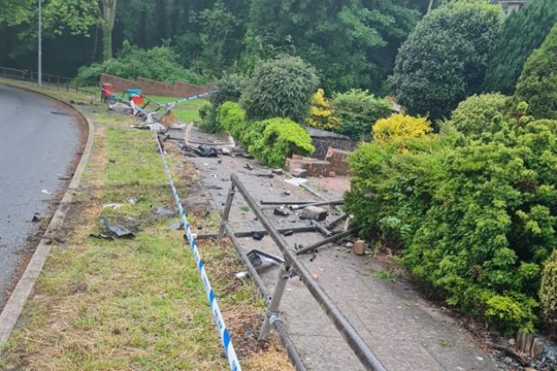 The rails and pavement were cordened off by police following the incident