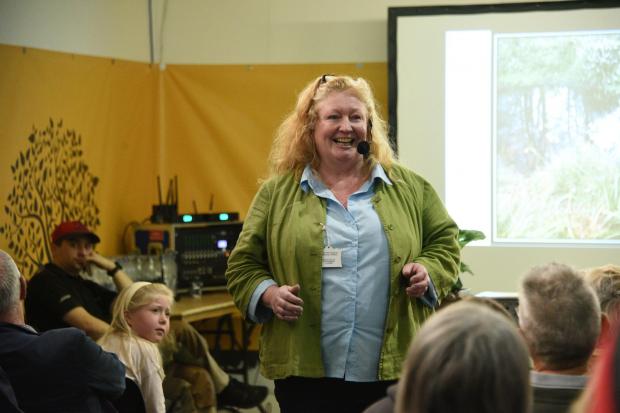 County Times: Celebrity gardening expert, Charlie Dimmock, during her talk on 'Wildlife and the Water' at the Smallholding and Countryside Festival at Llanelwedd.