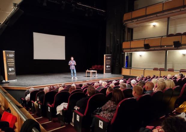 County Times:  Nigel Owens talks to the audience at Brecon's Theatr Brycheiniog