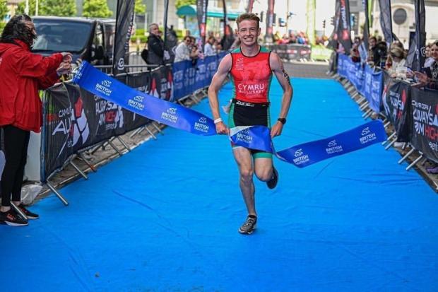County Times: Deri McCluskey crosses the line in Cardiff.