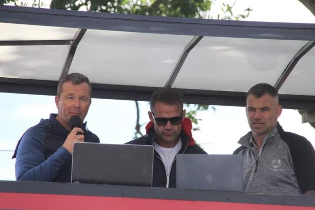 County Times: Mike Phillips, Lee Byrne and Sean Holley doing pre match commentary on Wales vs South Africa.