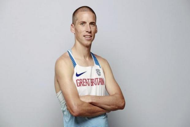 Powys runner Andy Davies in his British Athletics kit