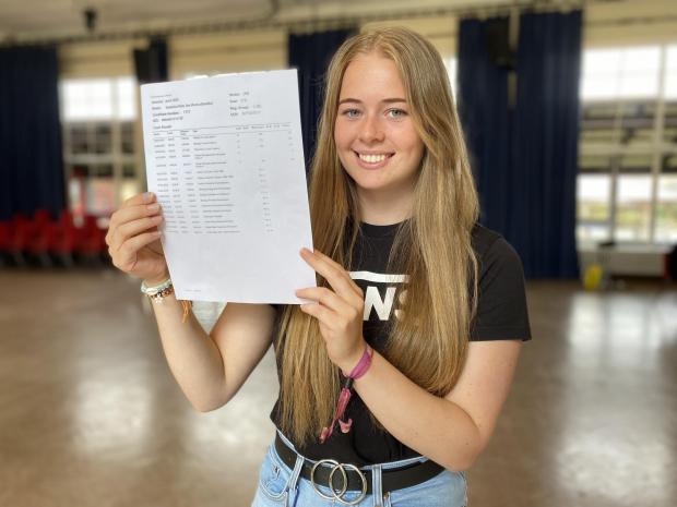 County Times: All smiles for Madeline Morris, from Llanidloes, after she got two A*s and As which has secured her place at Cardiff University to study dentistry. Picture by Anwen Parry/County Times