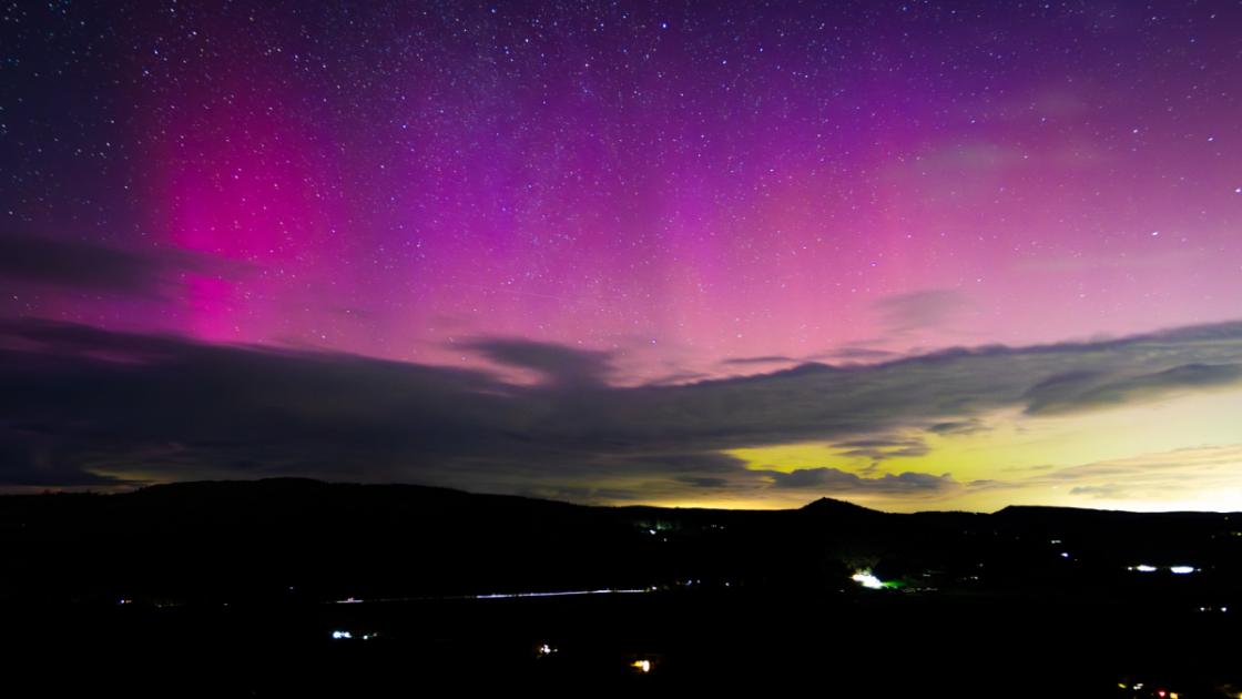 Photographer captures Northern Lights over Powys village 