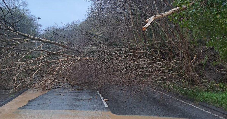 Landslides close two roads in Powys after Storm Pierrick hits county 
