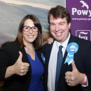 Montgomeryshire and Brecon and Radnorshire General Election count in Builth Wells..Pictured is Fay Jones and Craig Williams..Picture By Phil Blagg..PB610-2019-120.