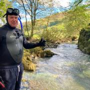 Underwater cameraman Dewi Roberts - otherwise known as the River Man