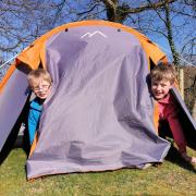 James and Owen Weston in their tent.